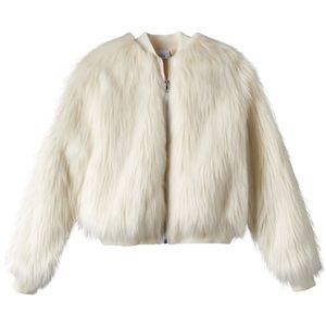 Girls Disney D Signed Faux Fur Bomber Jacket